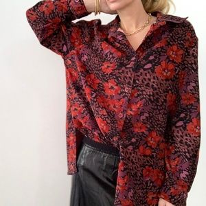 vintage floral button up shirt tunic